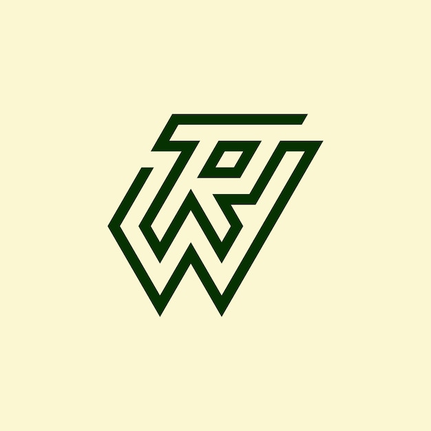 Logotipo de monograma de letra inicial RW o WR moderno y minimalista