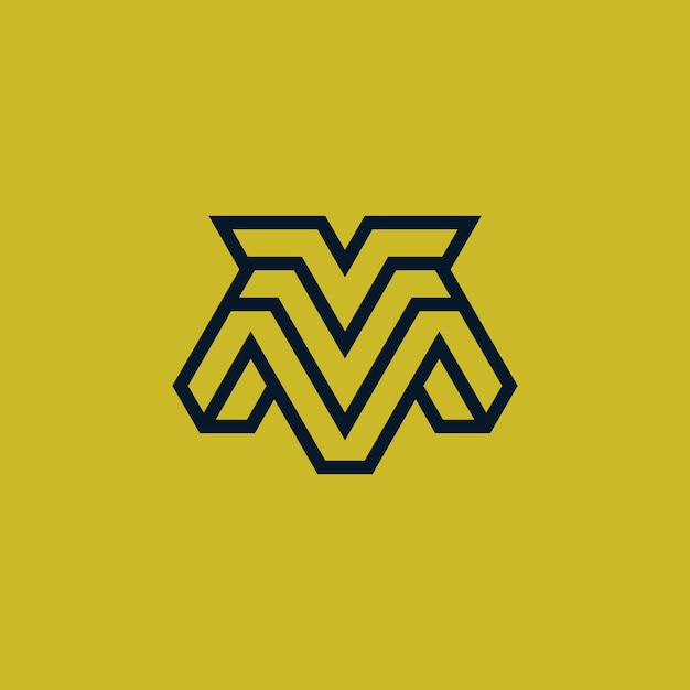 Logotipo de monograma de letra inicial VM o MV