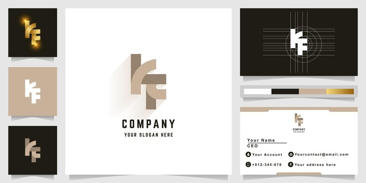 Vector logotipo de monograma de letra kf o yf con diseño de tarjeta de visita