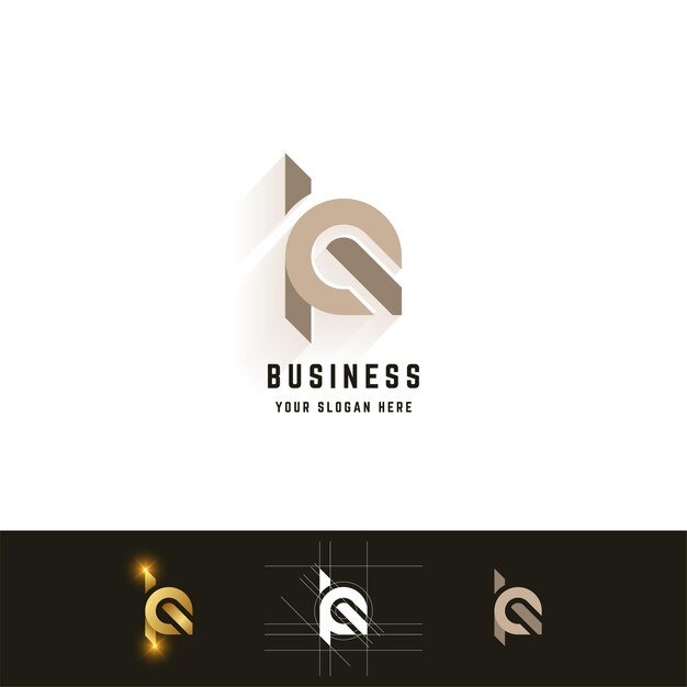 Logotipo de monograma de letra KQ o KR con diseño de método de cuadrícula