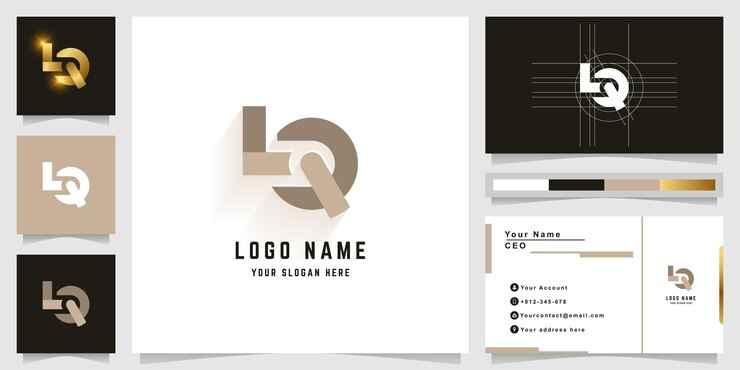 Vector logotipo de monograma de letra lq o lr con diseño de tarjeta de visita