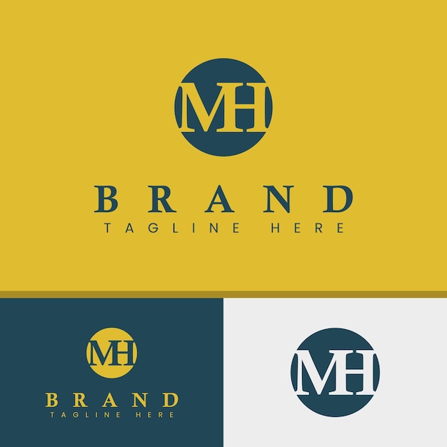 Logotipo del monograma de la letra mh