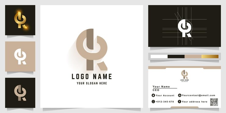 Vector logotipo de monograma letra qr o er con diseño de tarjeta de visita