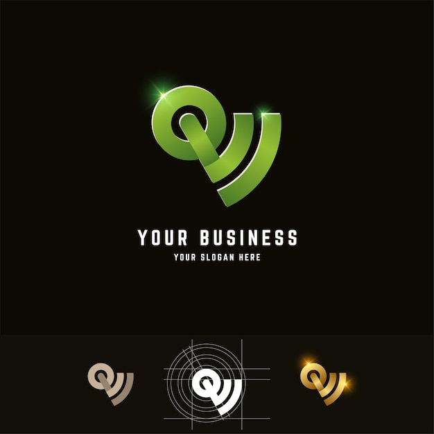 Logotipo de monograma de letra QW o OW con diseño de método de cuadrícula
