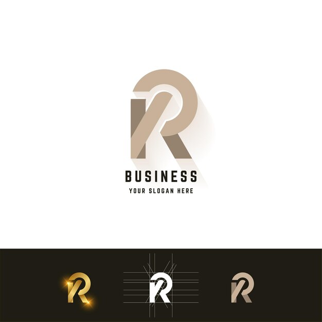 Logotipo de monograma de letra R o KR con diseño de método de cuadrícula