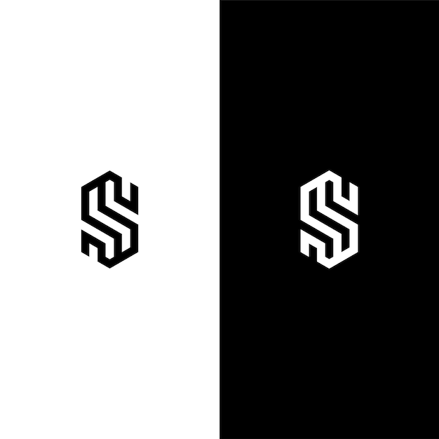 logotipo del monograma de la letra s en color blanco y negro