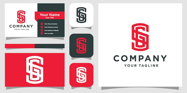 Logotipo de monograma de letra SG o GS con vector premium de diseño de tarjeta de visita Vector Premium
