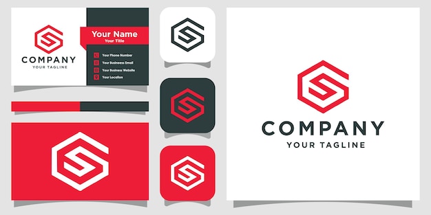 Logotipo de monograma de letra SG o GS con vector premium de diseño de tarjeta de visita Vector Premium