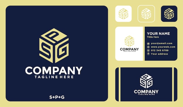 logotipo de monograma de letra SPG con diseño de tarjeta de visita