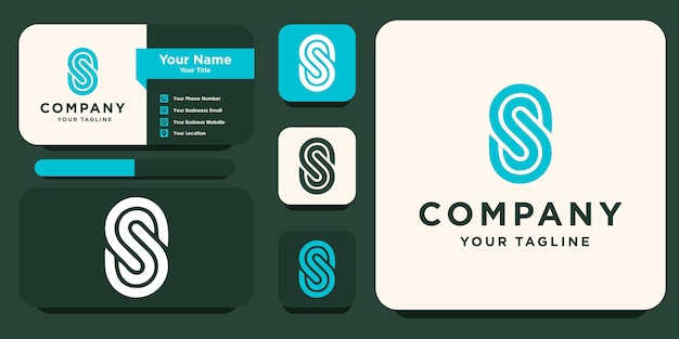 Logotipo de monograma de letra SS con vector premium de diseño de tarjeta de visita Vector Premium