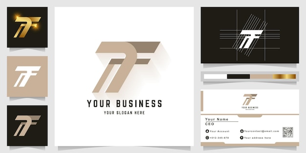 Logotipo del monograma de la letra T o TF con diseño de tarjeta de visita