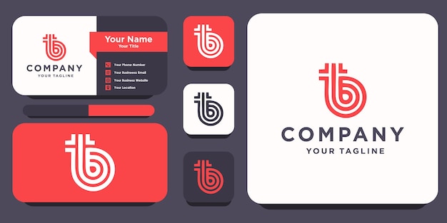 Logotipo de monograma de letra tb o bt con vector premium de diseño de tarjeta de visita Vector Premium