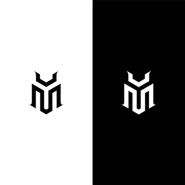 logotipo de monograma de letra vm en color blanco y negro