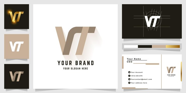 Vector logotipo de monograma de letra vt o nt con diseño de tarjeta de visita