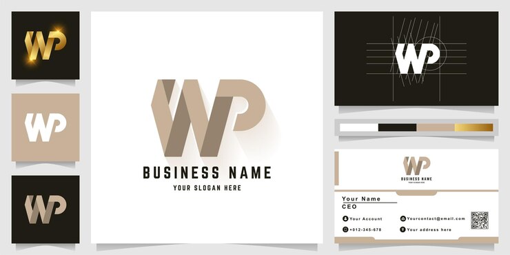 Vector logotipo de monograma de letra wp o np con diseño de tarjeta de visita
