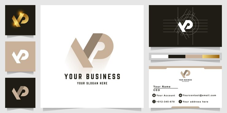 Vector logotipo de monograma de letra yp o vr con diseño de tarjeta de visita