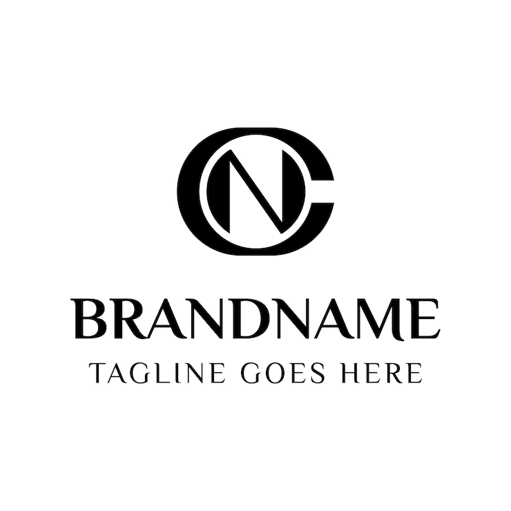 Vector el logotipo del monograma de las letras cn para cualquier empresa o identidad con las iniciales cn o nc