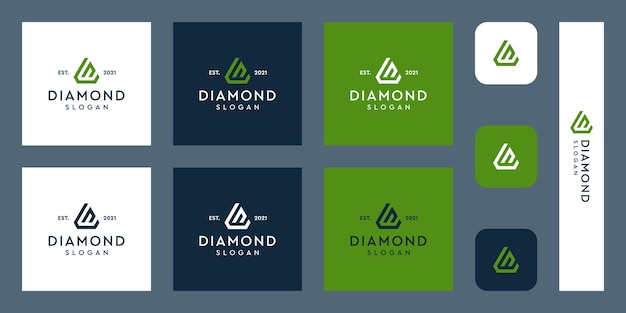 Logotipo de monograma de letras N con formas abstractas de diamantes Vectores Premium