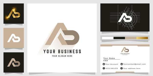 Logotipo de monograma Letter Ab o FD con diseño de tarjeta de visita