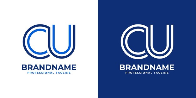 Logotipo de monograma de línea CU con letras adecuado para cualquier empresa con iniciales CU o UC