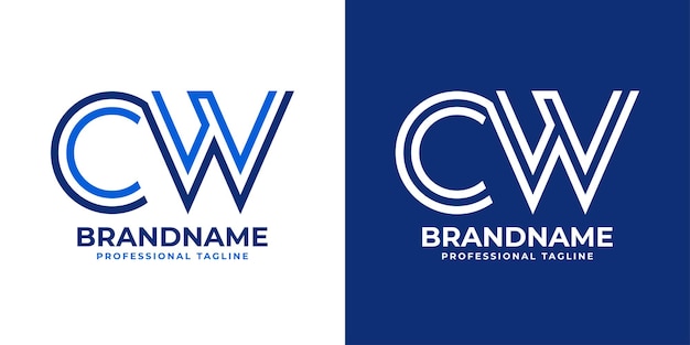 Logotipo de monograma de línea CW de letra adecuado para cualquier negocio con iniciales CW o WC