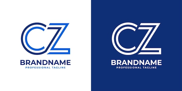 Logotipo del monograma de la línea CZ de la letra adecuado para cualquier empresa con iniciales CZ o ZC