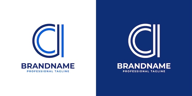 Logotipo de monograma de línea de letra CI adecuado para cualquier empresa con iniciales CI o IC