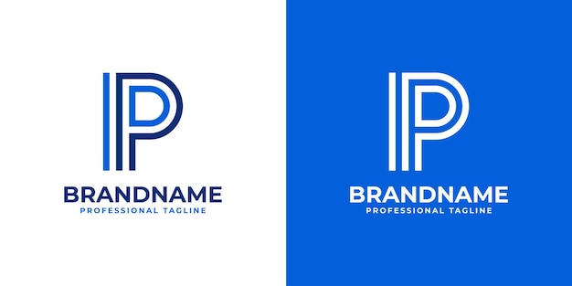 Logotipo de monograma de línea de letra IP adecuado para empresas con iniciales de IP o PI