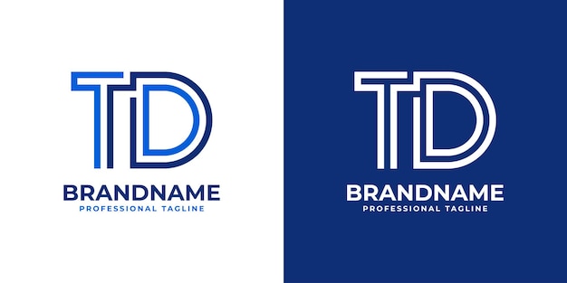 El logotipo del monograma de líneas TD es adecuado para los negocios con las iniciales TD o DT