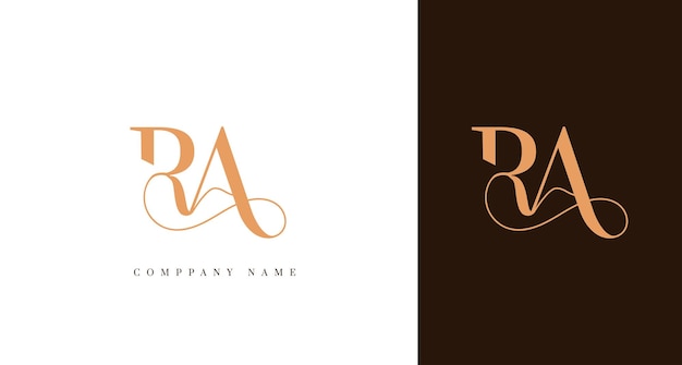 Logotipo de monograma de lujo con las iniciales RA