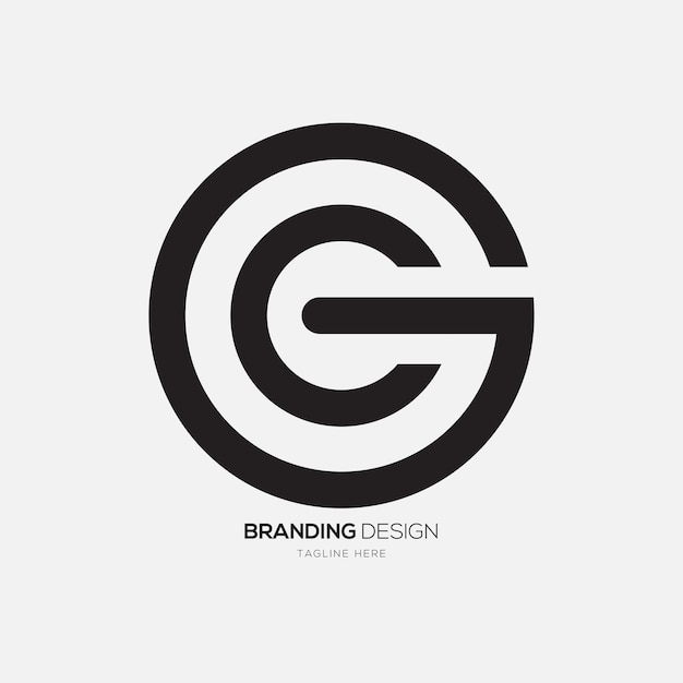 El logotipo del monograma mínimo de forma redonda de la letra Cg o Gc