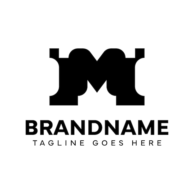 El logotipo del monograma MT para cualquier marca con las iniciales MT o TM