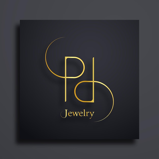 logotipo de monograma p y d en degradado dorado