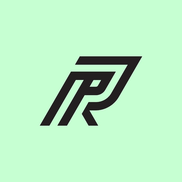 Logotipo de monograma PR o RP con letra inicial moderna y minimalista
