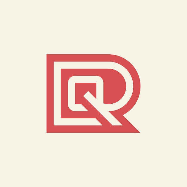 Logotipo de monograma QR o RQ de letra inicial moderna y minimalista