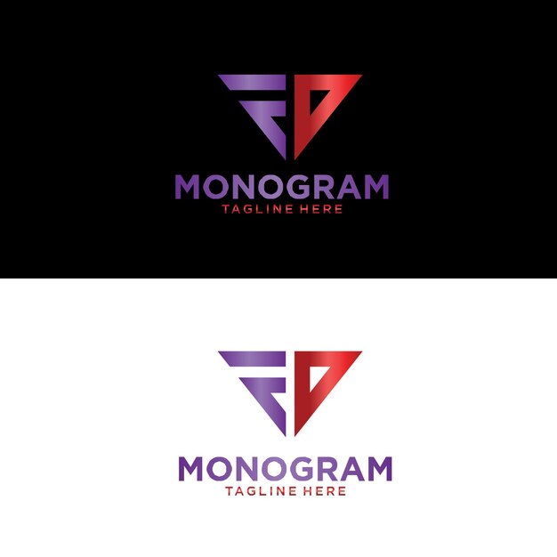 Logotipo para un monograma que es morado y morado.