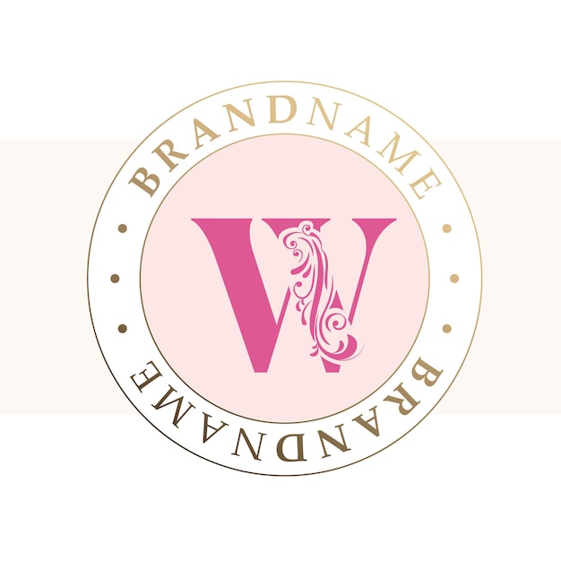 logotipo de monograma redondo rosa de lujo lo