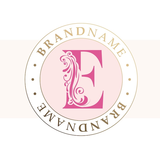 logotipo de monograma redondo rosa de lujo lo