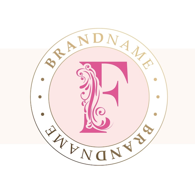 logotipo de monograma redondo rosa de lujo lo