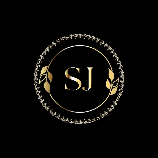 Logotipo de monograma SJ para celebración, joyería, boda, tarjeta de felicitación, plantilla de vector de invitación