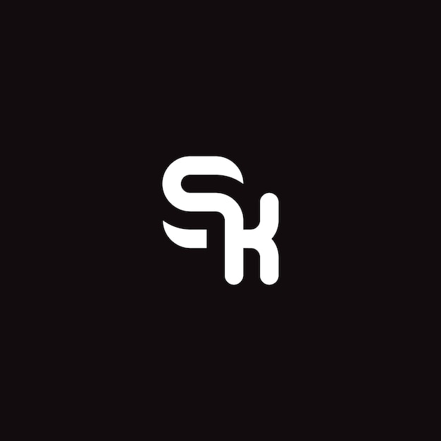 El logotipo del monograma SK en blanco sobre negro