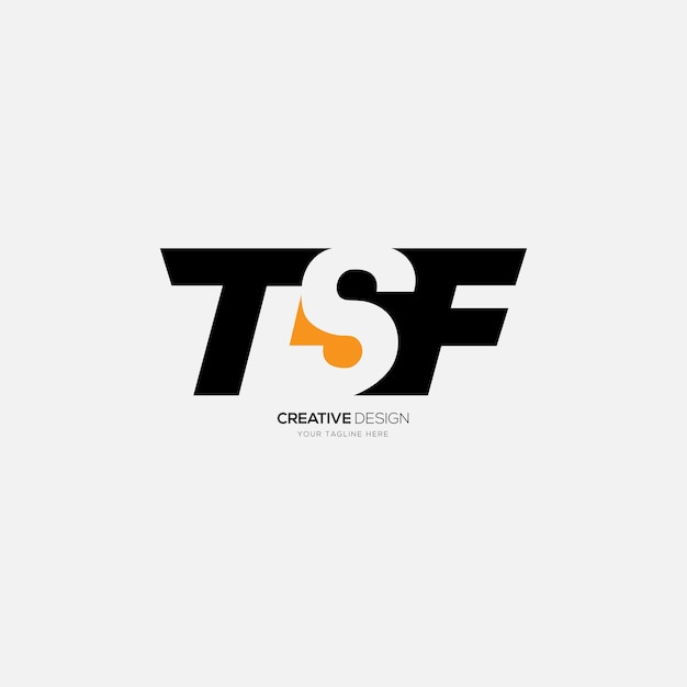 Logotipo de monograma tipográfico moderno de espacio negativo de letra tsf