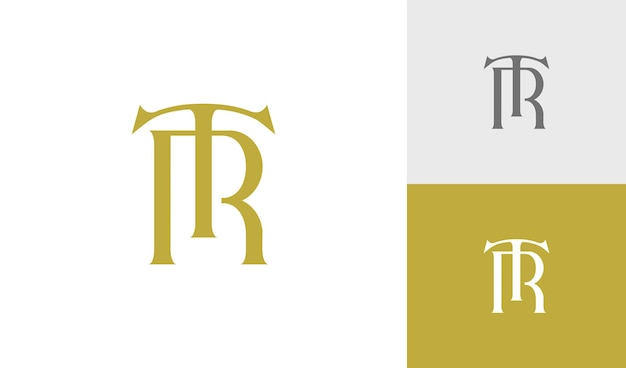 Logotipo de monograma TR de letra clásica y vintage