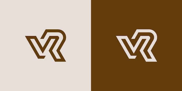 Logotipo de monograma vr o rv con letra inicial moderna y minimalista