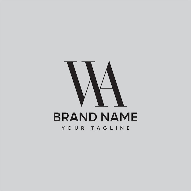 Logotipo de monograma WA o AW con diseño de plantilla vectorial
