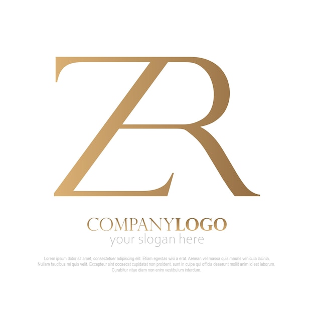 Vector logotipo del monograma zr dorado