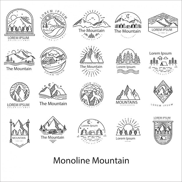 Logotipo de monoline mountain