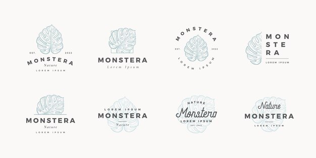 Vector logotipo de monstera dibujado a mano