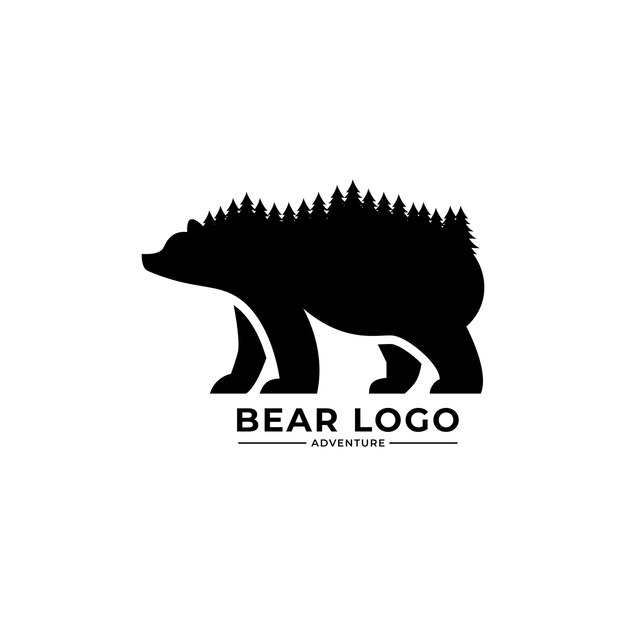 Logotipo de montaña y aventuras al aire libre de Vector Bear