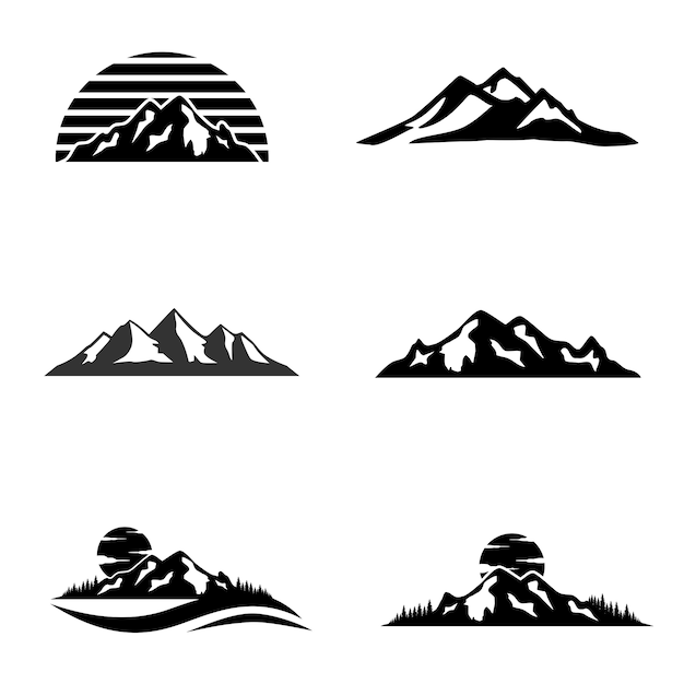 Vector logotipo de montaña y aventuras al aire libre